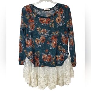 Million Bullpup Blouse Floral Romantic Whimsygoth Fairycore Regency Era M Lace